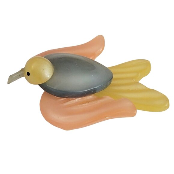 Vintage Pink, Blue, and Yellow C-Clasp Lucite Plastic Bird Pin - Picture 5 of 8